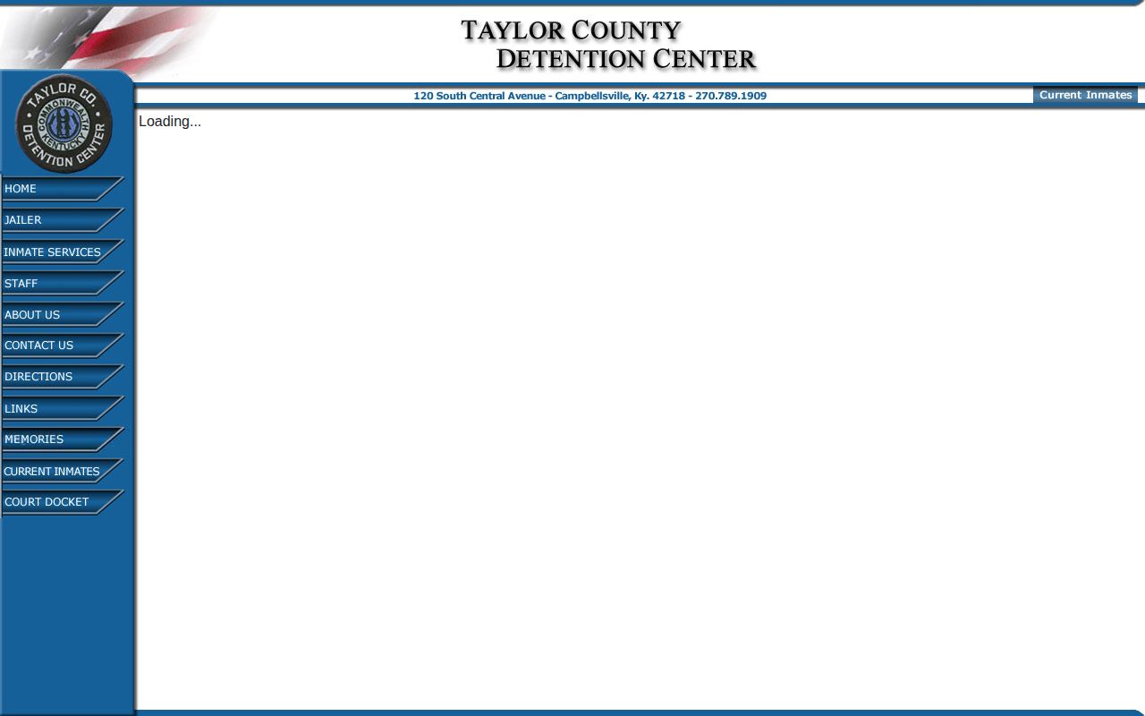 Taylor County Detention Center inmate-list page linking to JailTracker